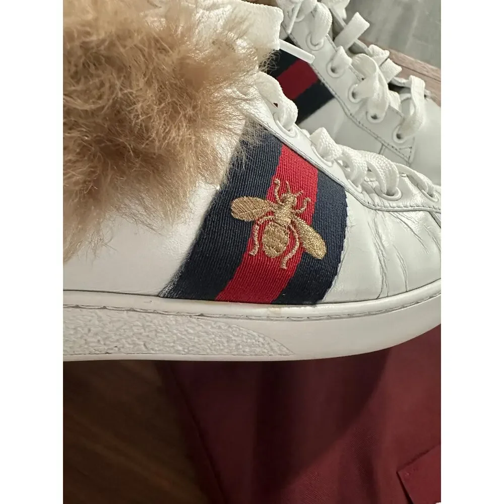 Gucci Ace Sneakers with Genuine Fur Lining Size 38.5 - Picture 3 of 15